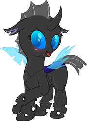 Size: 3000x4196 | Tagged: safe, artist:waveywaves, imported from derpibooru, oc, oc only, oc:waves, changeling, blushing, simple background, solo, transparent background