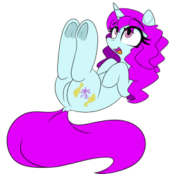 Size: 5080x5080 | Tagged: safe, artist:niggerdrawfag, imported from derpibooru, oc, oc only, oc:blooming corals, pony, unicorn, absurd resolution, butt, dock, female, frog (hoof), open mouth, plot, redraw, simple background, solo, transparent background, underhoof