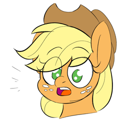 Size: 1262x1230 | Tagged: safe, artist:taaffeiite, deleted from derpibooru, derpibooru exclusive, imported from derpibooru, applejack, earth pony, pony, bust, colored sketch, meme, open mouth, simple background, sketch, solo, surprised, surprised pikachu, white background