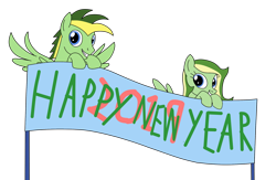 Size: 1280x837 | Tagged: safe, artist:ashakalovsky, artist:didgereethebrony, imported from derpibooru, oc, oc:boomerang beauty, oc:didgeree, pegasus, pony, 2019, banner, base used, blue eyes, boomeree, happy new year, happy new year 2019, holiday, looking at you, simple background, transparent background