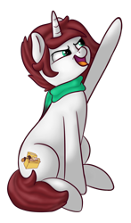 Size: 1060x1800 | Tagged: safe, artist:xchan, derpibooru exclusive, imported from derpibooru, oc, oc:cotton coax, pony, unicorn, laughing, looking up, open mouth, pointing, simple background, sitting, transparent background