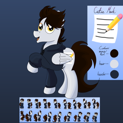 Size: 3000x3000 | Tagged: safe, artist:marhufk, deleted from derpibooru, imported from derpibooru, oc, oc only, oc:messy mane, pegasus, pony, clothes, hoodie, reference sheet