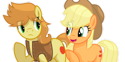 Size: 2216x1096 | Tagged: safe, artist:sapphireartemis, imported from derpibooru, applejack, braeburn, pony, applecest, braejack, female, incest, male, shipping, simple background, story included, straight, transparent background, white outline