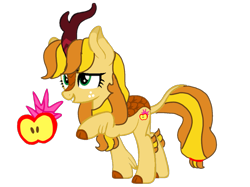 Size: 1443x1080 | Tagged: safe, artist:徐詩珮, imported from derpibooru, oc, oc:apple sehht, hybrid, kirin, sounds of silence, cutie mark, interspecies offspring, kirin hybrid, magical lesbian spawn, next generation, offspring, parent:applejack, parent:autumn blaze, parents:autumnjack, simple background, transparent background