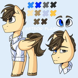 Size: 1280x1280 | Tagged: safe, artist:lolitaanxietydisorder, imported from derpibooru, oc, oc only, oc:meteor flash, pegasus, pony, heterochromia, solo