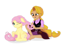 Size: 3600x2500 | Tagged: safe, artist:katakiuchi4u, imported from derpibooru, fluttershy, pegasus, pony, barefoot, commission, crossover, feet, female, mare, rapunzel, simple background, tangled (disney), tangled: the series, transparent background