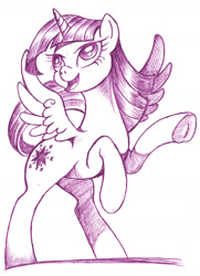 Size: 1024x1414 | Tagged: safe, artist:darkcraft, artist:wangkingfun, imported from derpibooru, twilight sparkle, alicorn, pony, female, mare, monochrome, solo, twilight sparkle (alicorn)