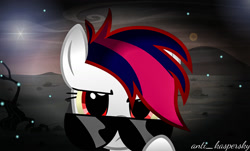 Size: 1196x720 | Tagged: safe, artist:p.a.r.m.s, imported from derpibooru, oc, oc only, earth pony, pony, female, glasses, looking at you, night, red mane, serious, serious face, solo, vector