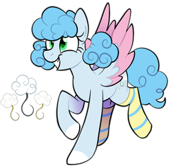 Size: 1753x1712 | Tagged: safe, artist:acluigiyoshi, imported from derpibooru, oc, oc only, pony, clothes, female, mare, offspring, parent:pinkie pie, parent:soarin', parents:soarinpie, socks, solo, striped socks, two toned wings