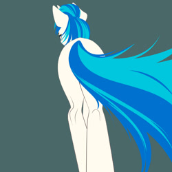 Size: 600x600 | Tagged: safe, artist:styroponyworks, imported from derpibooru, dj pon-3, vinyl scratch, pony, unicorn, butt, female, flat colors, lineless, minimalist, modern art, plot, rear view, simple background, solo