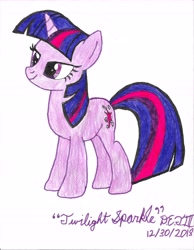 Size: 5100x6588 | Tagged: safe, artist:twilight91, imported from derpibooru, twilight sparkle, pony, unicorn, absurd resolution, female, hand drawing, solo, traditional art, unicorn twilight