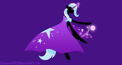 Size: 2756x1476 | Tagged: safe, artist:rosestardragonmp3, imported from derpibooru, trixie, pony, unicorn, cape, clothes, female, magic, mare, simple background, solo, trixie's cape