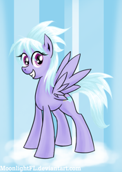 Size: 1491x2101 | Tagged: safe, artist:moonlightfl, imported from derpibooru, cloudchaser, pegasus, pony, eye clipping through hair, female, smiling, solo