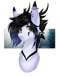 Size: 1845x2377 | Tagged: safe, artist:ohhoneybee, imported from derpibooru, oc, oc only, oc:arctic azure, pony, bust, female, mare, portrait, solo