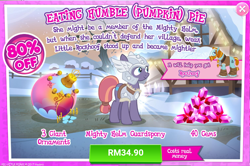 Size: 1036x688 | Tagged: safe, imported from derpibooru, rockhoof, sun cross, pony, advertisement, christmas, costs real money, female, gameloft, gem, hearth's warming eve, holiday, mare, official, sale