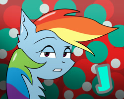 Size: 906x720 | Tagged: safe, artist:jenjan23all, imported from derpibooru, rainbow dash, pony, female, lidded eyes, rainbow dash is not amused, raised eyebrow, solo, unamused