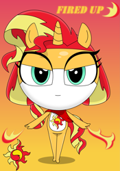 Size: 1763x2521 | Tagged: safe, artist:keronianniroro, imported from derpibooru, sunset shimmer, anthro, hybrid, clothes, crossover, cutie mark, female, fiery shimmer, hat, keponian, keronian, pyrokinesis, scarf, sergeant frog, smiling, solo, species swap, style emulation