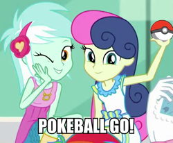 Size: 547x451 | Tagged: safe, edit, edited screencap, imported from derpibooru, screencap, bon bon, lyra heartstrings, rainbow dash, sweetie drops, equestria girls, equestria girls series, cropped, cute, female, looking at you, lyrabetes, poké ball, pokéball, pokémon, smiling