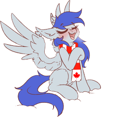 Size: 3012x2867 | Tagged: safe, artist:ruef, imported from derpibooru, oc, oc only, oc:gabriel, pegasus, pony, 2019 community collab, derpibooru community collaboration, canada, clothes, scarf, simple background, solo, spread wings, transparent background, wings