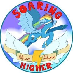 Size: 750x750 | Tagged: safe, artist:cckittycreative, imported from derpibooru, rainbow dash, pony, badge, clothes, female, flying, mare, simple background, smiling, solo, transparent background, uniform, wonderbolts uniform