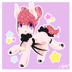 Size: 1280x1280 | Tagged: safe, artist:pastel-pony-princess, imported from derpibooru, oc, oc only, oc:blood garter, bat pony, pony, bowtie, cute, female, garter, mare, solo