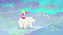 Size: 1280x720 | Tagged: safe, imported from derpibooru, screencap, pinkie pie, polar bear, pony, best gift ever