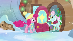 Size: 1280x720 | Tagged: safe, imported from derpibooru, screencap, aurora the reindeer, pinkie pie, pony, best gift ever