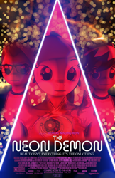 Size: 1945x3000 | Tagged: safe, artist:alexh-05, imported from derpibooru, anthro, demon, 3d, cyberpunk, eye of providence, female, film, glow, glowing, group, mare, movie, movie poster, my little pony, neon, poster, retro, source filmmaker