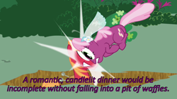 Size: 640x360 | Tagged: safe, edit, edited screencap, imported from derpibooru, screencap, big macintosh, cheerilee, pony, hearts and hooves day (episode), caption, cards against humanity, collision, image macro, text, wedding veil