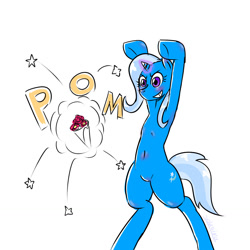 Size: 1280x1280 | Tagged: safe, artist:zokoira, imported from derpibooru, trixie, pony, unicorn, armpits, bipedal, bouquet, female, flower, grin, smiling, solo