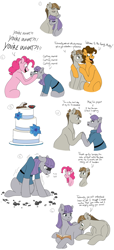 Size: 1850x4060 | Tagged: safe, artist:pastel-charms, imported from derpibooru, boulder (pet), cheese sandwich, maud pie, mudbriar, pinkie pie, twiggy (pet), earth pony, pony, book, boulder (g4), cake, cargo ship, female, food, male, mare, maudbriar, pregnant, rock, shipping, stallion, stick and stone, straight, technically, twiggy, wedding cake