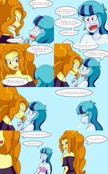 Size: 2000x3200 | Tagged: safe, artist:jake heritagu, imported from derpibooru, adagio dazzle, sonata dusk, comic:aria's archives, equestria girls, clothes, comic, dialogue, dress, female, speech bubble