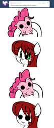 Size: 717x1674 | Tagged: safe, artist:jessy, imported from derpibooru, pinkie pie, oc, oc:palette swap, earth pony, pony, tumblr:ask palette swap, ask, blob ponies, comic, female, mare, tumblr