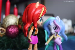 Size: 6000x4000 | Tagged: safe, artist:artofmagicpoland, imported from derpibooru, princess celestia, sunset shimmer, equestria girls, equestria girls series, candle, christmas ornament, cup, decoration, implied drinking, princpal celestia