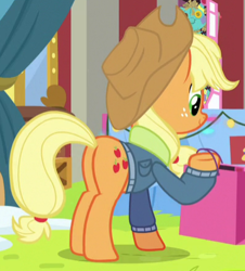 Size: 399x441 | Tagged: safe, imported from derpibooru, screencap, applejack, pony, best gift ever, butt, cropped, plot