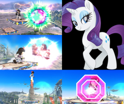 Size: 1000x837 | Tagged: safe, artist:alphamonouryuuken, imported from derpibooru, rarity, pony, my little pony: the movie, female, mare, mii, mii fighters, mii gunner, simple background, smiling, solo, super smash bros., super smash bros. 4, super smash bros. ultimate