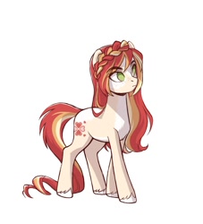 Size: 1000x1100 | Tagged: safe, artist:sapraitlond, imported from derpibooru, oc, oc only, earth pony, pony, braid, female, freckles, mare, pale belly, simple background, solo, white background