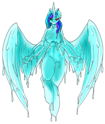 Size: 2124x2500 | Tagged: safe, artist:vinyl darkscratch, imported from derpibooru, oc, oc only, oc:vinyl darkscratch, alicorn, anthro, cyborg, goo pony, original species, alicorn oc, gooborg, looking at you, royalty, simple background, solo, transparent background, wings