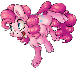 Size: 2756x2471 | Tagged: safe, artist:cutepencilcase, imported from derpibooru, pinkie pie, earth pony, pony, cheek fluff, chest fluff, cute, diapinkes, ear fluff, female, fluffy, leg fluff, mare, open mouth, raised leg, simple background, smiling, solo, transparent background, unshorn fetlocks