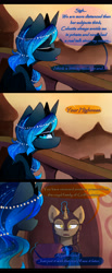 Size: 2080x5057 | Tagged: safe, artist:magnaluna, imported from derpibooru, princess luna, alicorn, bat pony, bat pony alicorn, comic, dialogue, female, luna-darkesthours, lunabat, magic, night guard, race swap, telekinesis, tumblr