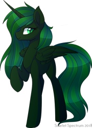 Size: 1022x1417 | Tagged: safe, artist:scarlet-spectrum, imported from derpibooru, oc, oc only, oc:starwing, alicorn, pony, fallout equestria, alicorn oc, artificial alicorn, fanfic, fanfic art, female, green alicorn (fo:e), hooves, horn, mare, raised hoof, simple background, solo, transparent background, wings