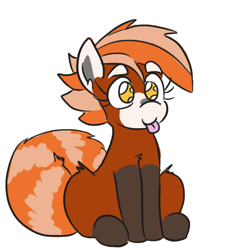 Size: 459x455 | Tagged: safe, artist:jargon scott, imported from derpibooru, oc, oc only, oc:pandy cyoot, original species, red panda, red panda pony, :p, cute, female, silly, simple background, sitting, solo, tongue out, white background