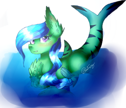 Size: 1604x1372 | Tagged: safe, artist:6-fingers-lover, imported from derpibooru, oc, oc only, oc:riptide, original species, shark pony, female, solo, water