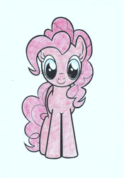 Size: 1024x1463 | Tagged: safe, artist:inkdragon86, imported from derpibooru, pinkie pie, pony, female, happy, looking at you, mare, smiling, solo, standing, traditional art, watermark