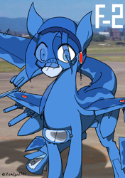 Size: 4264x6040 | Tagged: safe, artist:zemlya, imported from derpibooru, original species, plane pony, pony, absurd resolution, airport, japanese, looking at you, mitsubishi, mitsubishi f-2, plane