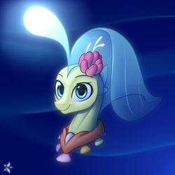 Size: 2200x2200 | Tagged: safe, artist:justafallingstar, artist:starfall-spark, imported from derpibooru, princess skystar, seapony (g4), my little pony: the movie, bioluminescent, bust, female, jewelry, peytral, portrait, seashell, seashell necklace, simple background, smiling, solo