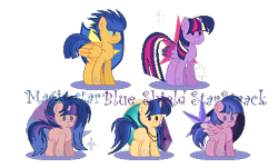 Size: 424x256 | Tagged: safe, artist:marielle5breda, imported from derpibooru, flash sentry, twilight sparkle, oc, oc:blue shield, oc:magic star, oc:startrack, alicorn, pegasus, pony, unicorn, chibi, female, filly, flashlight, male, mare, offspring, parent:flash sentry, parent:twilight sparkle, parents:flashlight, shipping, simple background, straight, transparent background, twilight sparkle (alicorn)