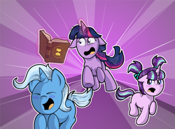 Size: 1600x1186 | Tagged: safe, artist:littletigressda, artist:moonlightfan, imported from derpibooru, starlight glimmer, trixie, twilight sparkle, alicorn, age regression, female, filly, filly starlight glimmer, filly trixie, filly twilight sparkle, floppy ears, magical trio, twilight sparkle (alicorn), younger