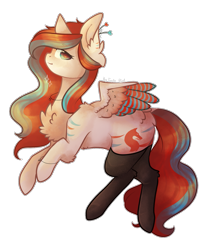 Size: 1429x1741 | Tagged: safe, artist:twinkepaint, imported from derpibooru, oc, oc only, oc:mei redfox, pegasus, pony, clothes, colored wings, female, mare, multicolored wings, simple background, socks, solo, transparent background