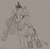 Size: 1006x978 | Tagged: safe, artist:i am nude, imported from derpibooru, princess luna, alicorn, human, pony, female, hand, holding hooves, hoof hold, lineart, mare, offscreen character, pov, sketch, solo, solo focus, sweat, traditional art, trembling